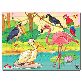 Xếp hình Tia Sáng Cái cò, cái vạc, cái nông (30 Mảnh Ghép) - Tặng kèm tranh tô màu cho bé