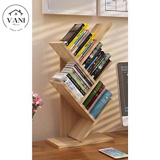 Kệ sách gỗ xương cá 5 tầng - Kệ gỗ để sách tiện lợi trang trí phòng khách