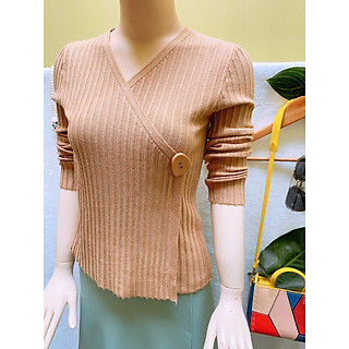 Áo len cổ V, tay dài, cài nút lệch cực đẹp