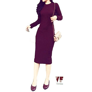 Đầm body len thun gân