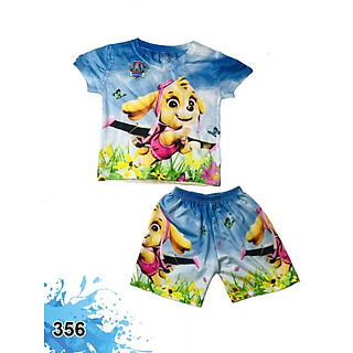 Đồ Bộ Thun Có Tay In 3D cho bé trai hình Chó Chó Vàng Paw