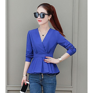 ÁO CỔ V XẾP LY BÓ EO
