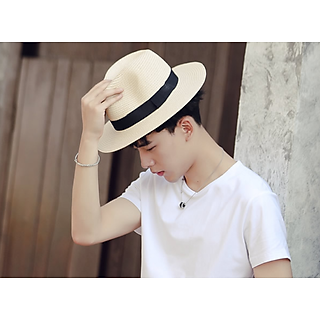 Mũ cói nam đi biển cao cấp, nón phớt panama cao bồi cho nam