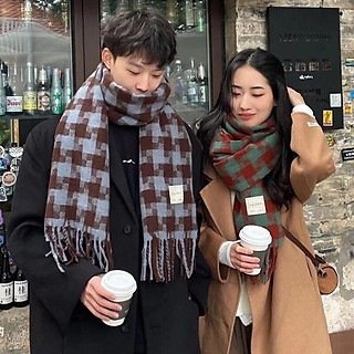 Khăn Len Quàng Cổ Nam Nữ Khăn Len Đôi Quàng Cổ Nam Nữ Khăn Kẻ Caro QUÀ NOEL Hàn Quốc Khăn Choàng Len Unisex Maxshopdoc
