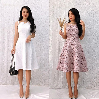 Đầm xòe dự tiệc đính nơ vai trẻ trung