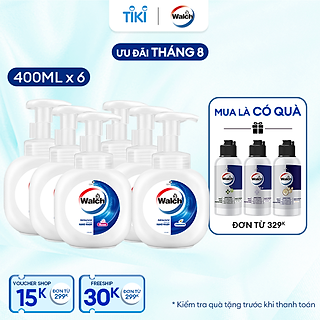 Combo 6 Bọt rửa tay kháng khuẩn Walch dưỡng da tay mềm mịn (400ml)