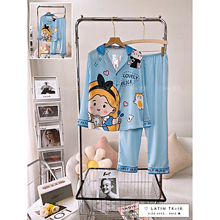 Đồ Bộ Pijama Nữ Chất Lụa Latin Cao Cấp Họa Tiết - Mã 03
