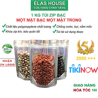 Túi Zip Bạc 1 Mặt Bạc, 1kg Túi Zip Bạc Đáy Đứng Đựng Thực Phẩm Cao Cấp