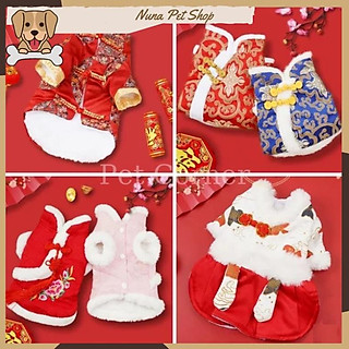 Quần áo Tết cho chó mèo, bộ đồ Tết lót lông cho thú cưng