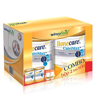 Combo 2 lon sữa bột Bonecare Calcimax+: dành cho người từ 18 tuổi trở lên bổ sung canxi phòng ngừa loãng xương, tim mạch và tiểu đường.