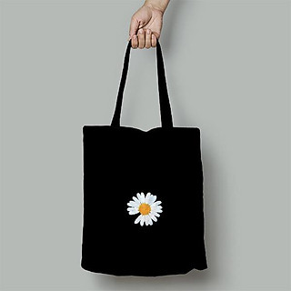 Túi Vải Tote Canvas Cao Cấp, Dày Dặn Hình Hoa Cúc Họa Mi, Phong Cách Basic