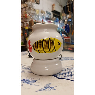 Đèn xông tinh dầu gốm sứ thấu quang, đèn ngủ, gốm Bát Tràng, sử dụng điện, họa tiết cá handmade, xông tinh dầu giúp không gian thông thoáng, mát mẻ. Tặng 1 bóng đèn, giao từ HCM