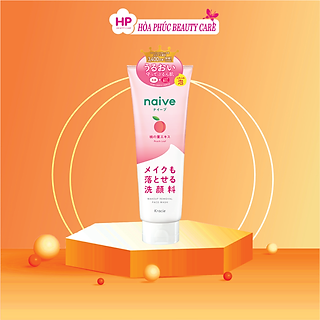 Sữa Rửa Mặt Tẩy Trang Kracie Naive Make Up Removal Face Wash Peach Leaf 200G