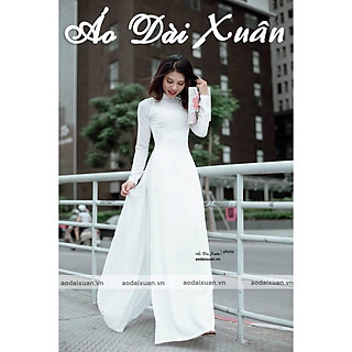 Áo dài trắng 4 tà đi học - áo dài trắng học sinh - vải lụa cát