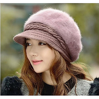 Mũ nồi len lông thỏ thời trang mũ bê rê len cao cấp