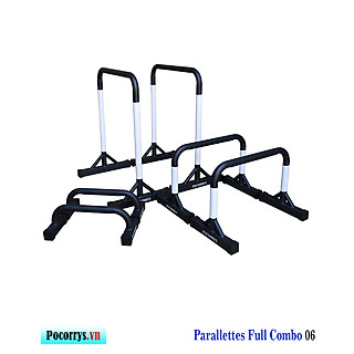 Combo 3 bộ Xà kép, Dụng cụ chống đẩy, Parallettes Pocorrys 06, Màu đen trắng