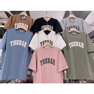Áo thun 3158 vải cottong khô - Sỉ áo phông tay lỡ form rộng in chữ The Bar