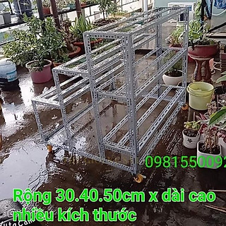 Khung Kệ sắt V Lỗ 3 Bậc 5 tầng,Khung sắt V3 CÓ GẮN BÁNH XE,KỆ TRƯNG BÀY,KỆ ĐỂ CÂY CẢNH SEN ĐÁ