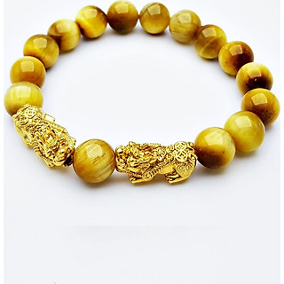 Vòng Tay Tỳ Hưu Đá Opal Mắt Hổ Vàng Tự Nhiên 10mm