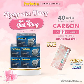 5 hộp khẩu trang 4 lớp Perfetta carbon than hoạt tính (40 cái/hộp) - Hàng chính hãng