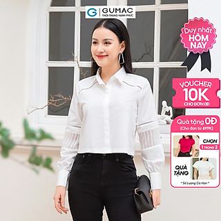 Áo sơ mi kiểu nữ tay dài GUMAC AD10005 dáng lửng phối ren tạo kiểu trẻ trung