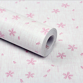 Cuộn 5m Decal Giấy Dán Tường HOA ĐỎ NĂM CÁNH NHỎ  (5m dài x 0.45m rộng)