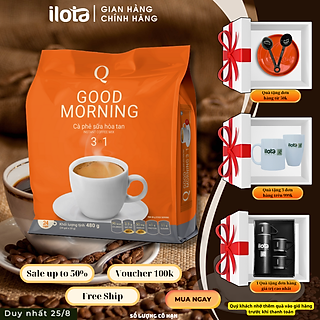 Cà phê hòa tan 3 in 1 Goodmorning cafe sữa uống liền (bịch 24 gói x 20gr) Trần Quang Coffe