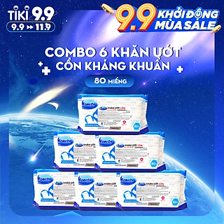 Combo thùng 6 gói Khăn ướt cồn kháng khuẩn cao cấp iHomeda ( 80 Miếng/ Gói) - Combo 6 of iHomeda premium anti-bacteria alcohol wipes ( 80 sheets per packpage) 