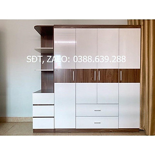 tủ quần áo mdf có kệ trang trí sang trọng