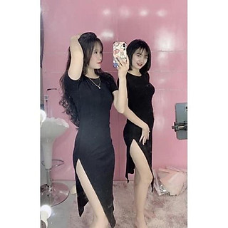 đầm body dài xẻ tà, đầm ôm xẻ tà dáng dài
