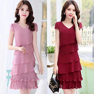 Đầm voan tầng dập li (Free/big size XL, 2XL)
