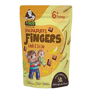 BÁNH ĂN DẶM PAPAFOOD PAPAPUFFS - FINGERS VỊ CHUỐI VÀ CA CAO - 100% NGŨ CỐC HỮU CƠ