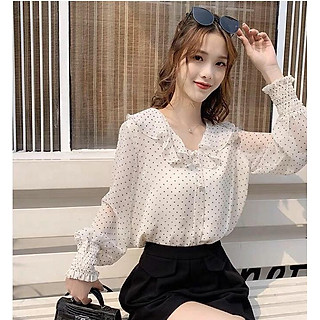 ÁO SƠ MI CHẤM BI CỔ TIM BY6367