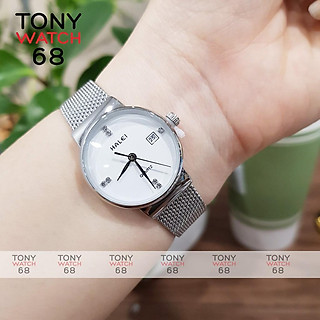 Đồng hồ cặp đôi nam nữ dây thép lụa Halei Sliver