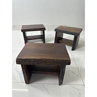 Ghế Con Gỗ Đôn Thấp Ngồi Xổm Thấp Gỗ Nguyên Khối Tự Nhiên