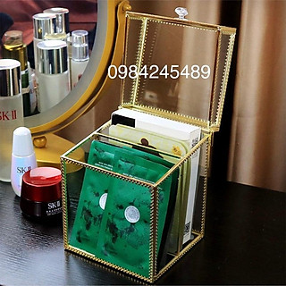 Hộp thủy tinh viền vàng đựng mặt nạ