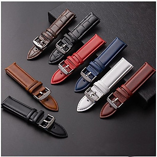 Dây da đồng hồ da nam nữ trơn nhiều màu, dây đồng hồ 12mm 13mm 14mm 17mm 18mm 19mm 20mm 22mm
