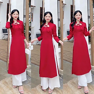 Áo dài đỏ kèm quần - đỏ