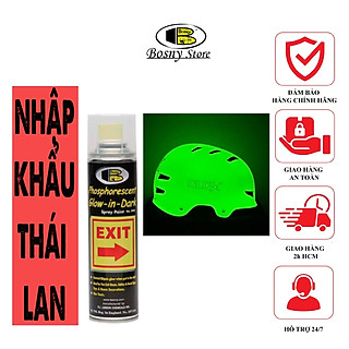 Phosphorescent Bosny - Sơn xịt dạ quang nhập khẩu từ Thái Lan với màu sắc xanh lá rực rỡ và khả năng phát sáng trong đêm