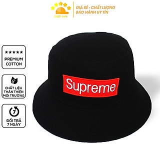 Mũ Bucket Nón Bucket Tai Bèo Nam Nữ SUPREME Đen Vải Kaki Unisex