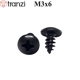 Vít bake đầu dù đuôi nhọn ren thô mạ đen M3 M4 M5 M6