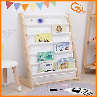 Kệ đựng sách, kệ sách gỗ cho bé  giá sách 7 tầng bằng vải kèm khung gỗ cao cấp