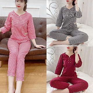 Đồ bộ mặc nhà cao cấp chất cà bông chuẩn thu 2 màu