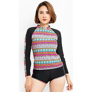 Set Đồ Bơi Nữ Quần Short Áo Tay Dài Họa Tiết Thổ Cẩm - Nhiều Màu (Free Size)