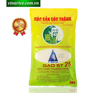 Đặc sản Sóc Trăng - Gạo Thơm ST25 Túi 5Kg - Đạt Giải Gạo Ngon Nhất Thế Giới Năm 2019 tại Manila - OCOP 4 Sao
