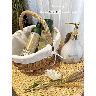 Giỏ Picnic Lót Vải Trắng - Nội Thất Decor Mây Tre Đan