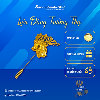 CÀI ÁO HOA SEN 3D KT: 7.5 X 3.4CM, ĐỒNG MẠ VÀNG