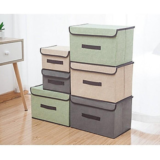 Bộ 2 Hộp vải đựng đồ tiện lợi thùng đựng quần áo đựng đồ đa năng