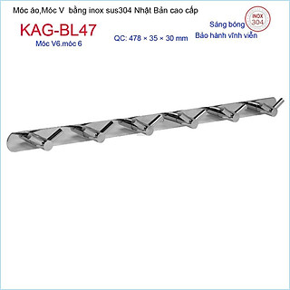 Móc treo đồ phòng tắm, Phụ kiện phòng tắm cao cấp Kace, Móc V6 treo đồ inox 304 Nhật Bản KAG-BL47