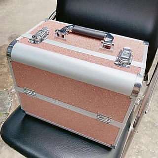 Cốp nhôm nhũ 3 tầng đựng đồ nail-mi-trang điểm, cốp nhôm nhũ 3 tầng